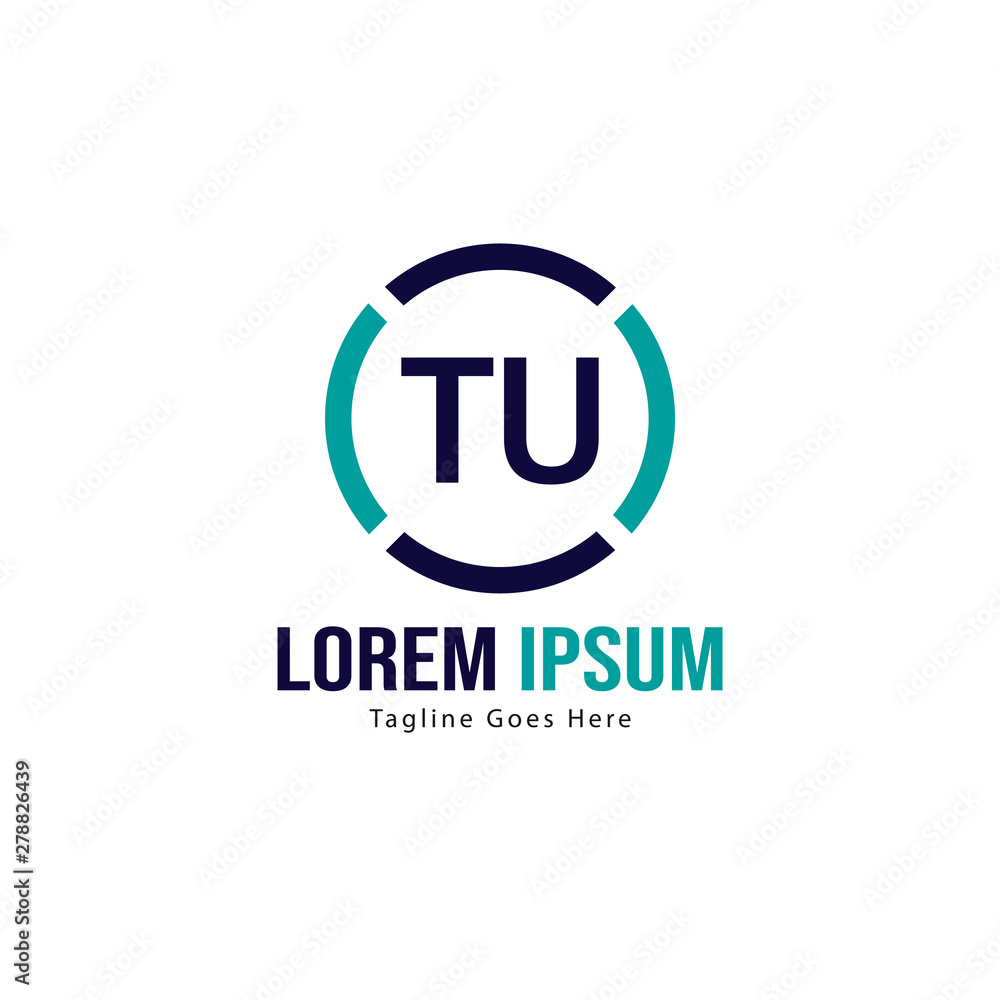 Initial TU logo template with modern frame. Minimalist TU letter logo vector illustration Initial TU logo template with modern frame. Minimalist TU letter logo vector illustration