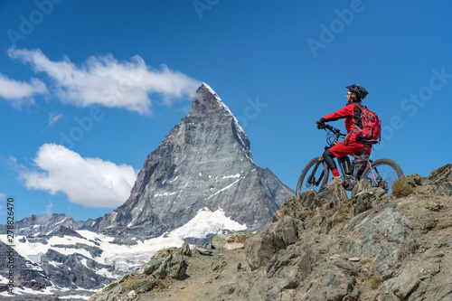 active senior woman, riding...