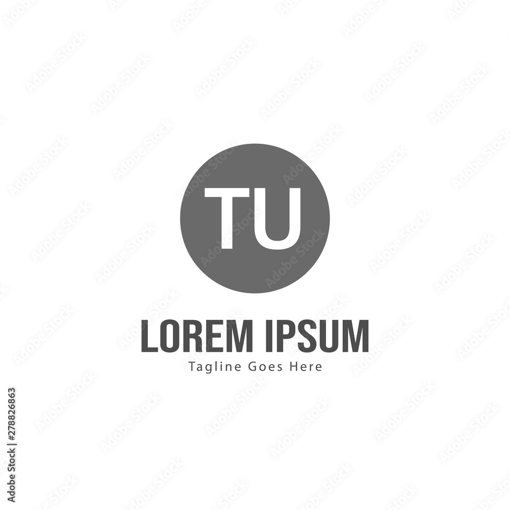 Initial TU logo template with modern frame. Minimalist TU letter logo vector illustration