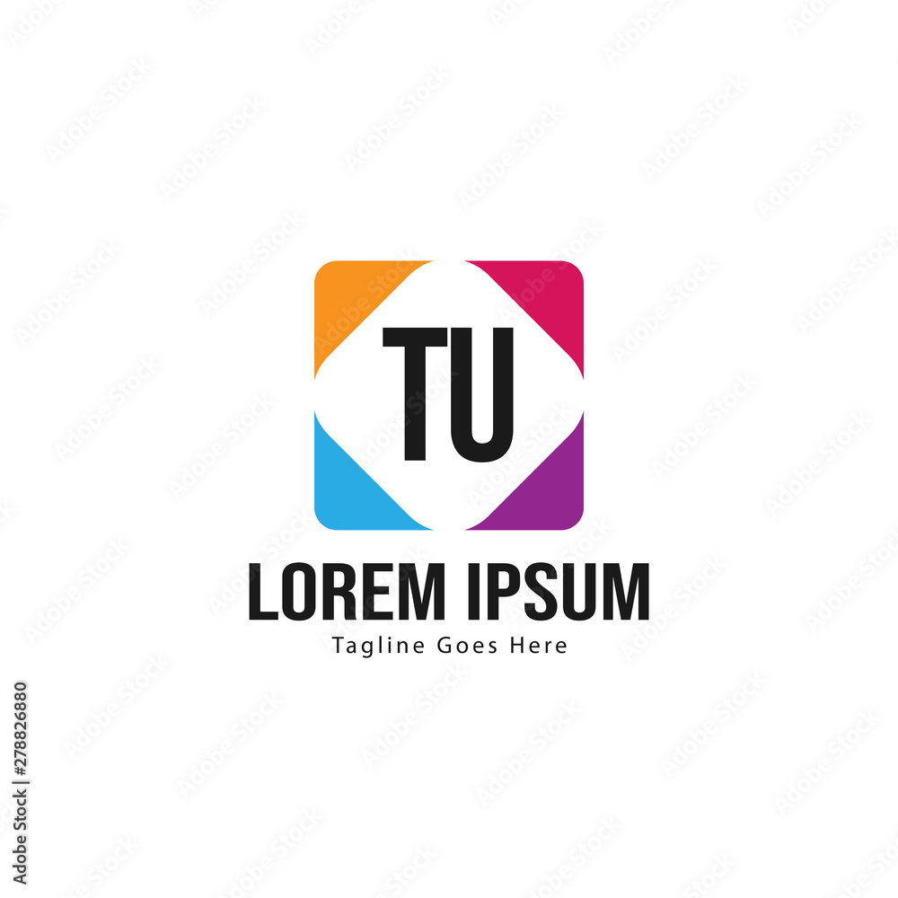 Initial TU logo template with modern frame. Minimalist TU letter logo vector illustration Initial TU logo template with modern frame. Minimalist TU letter logo vector illustration