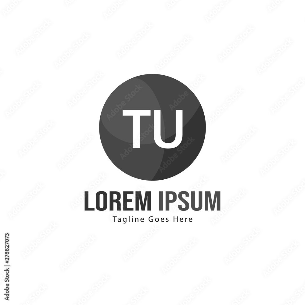 Initial TU logo template with modern frame. Minimalist TU letter logo vector illustration