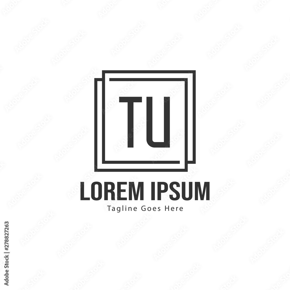 Initial TU logo template with modern frame. Minimalist TU letter logo vector illustration