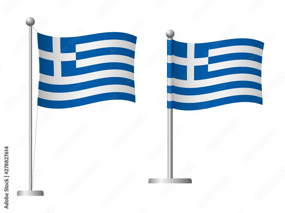 Fototapeta premium Greece flag on pole icon