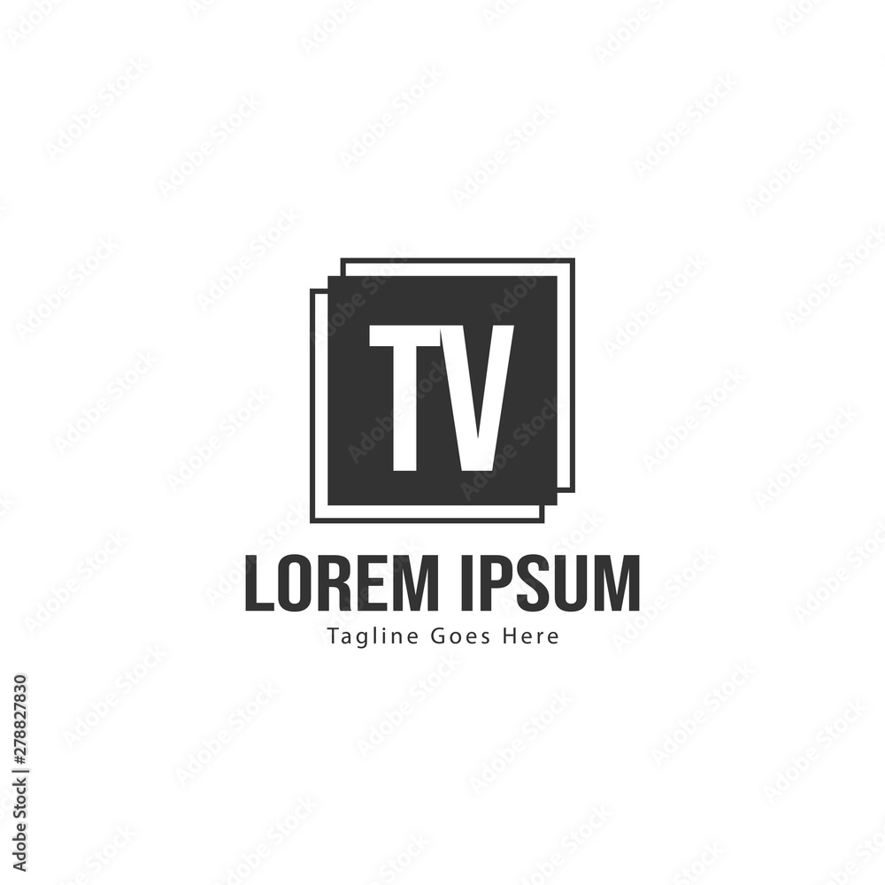 Initial TV logo template with modern frame. Minimalist TV letter logo vector illustration Initial TV logo template with modern frame. Minimalist TV letter logo vector illustration
