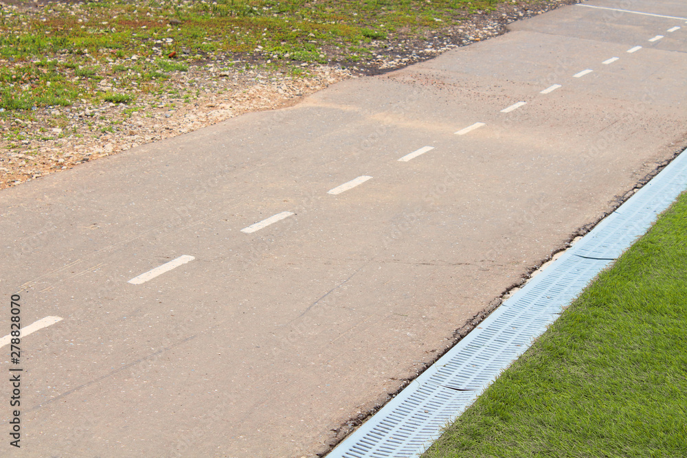 Obraz premium Asphalt running track at the stadium. Close-up. Background.