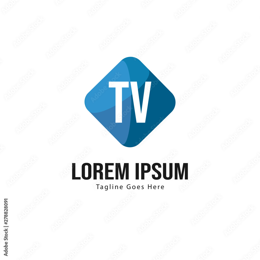 Initial TV logo template with modern frame. Minimalist TV letter logo vector illustration Initial TV logo template with modern frame. Minimalist TV letter logo vector illustration