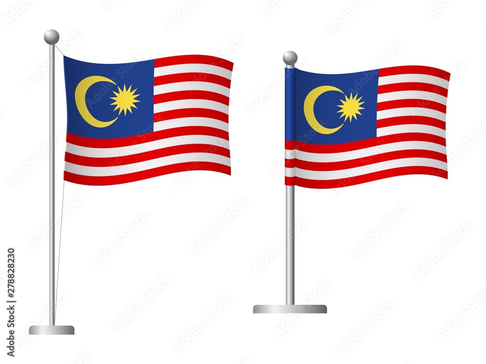 Malaysia flag on pole icon
