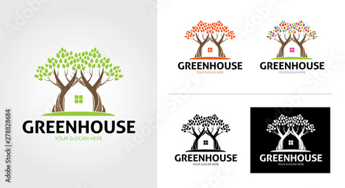 Green house creative and minimalist logo template Set