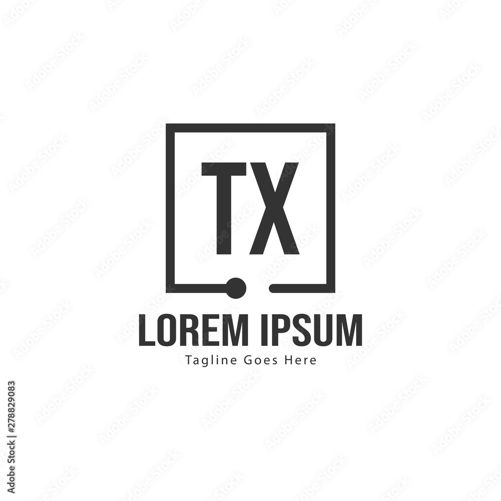 Initial TX logo template with modern frame. Minimalist TX letter logo vector illustration