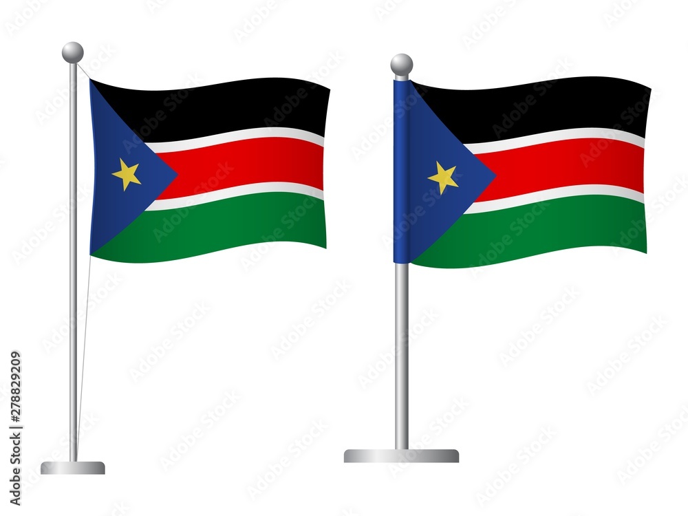 South Sudan flag on pole icon
