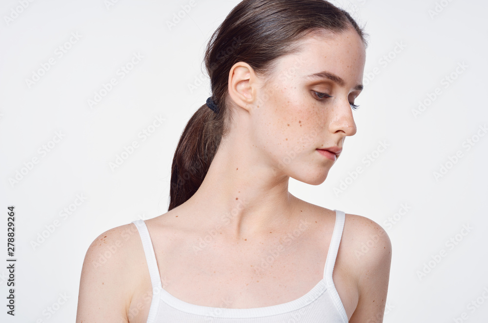 portrait of young woman isolated on white portrait of young woman isolated on white