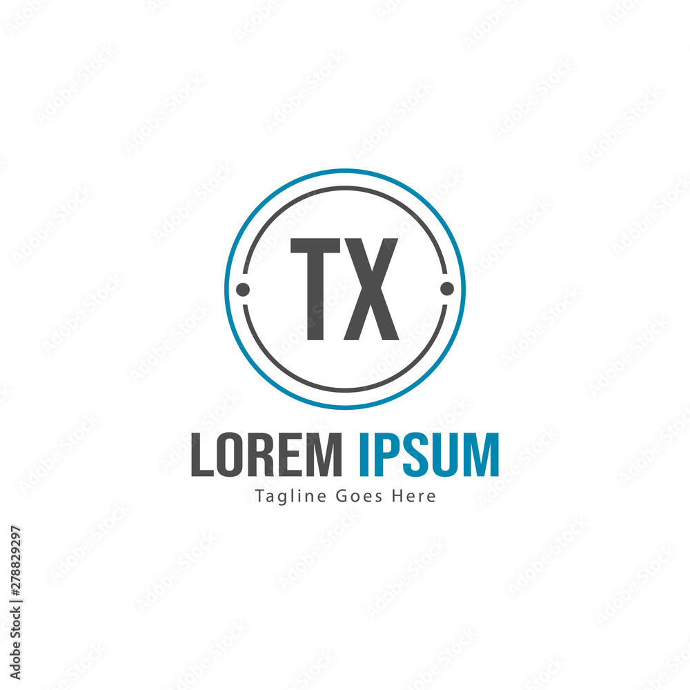 Initial TX logo template with modern frame. Minimalist TX letter logo vector illustration Initial TX logo template with modern frame. Minimalist TX letter logo vector illustration
