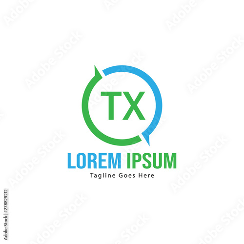 Initial TX logo template with modern frame. Minimalist TX letter logo vector illustration