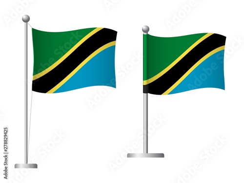 Tanzania flag on pole icon