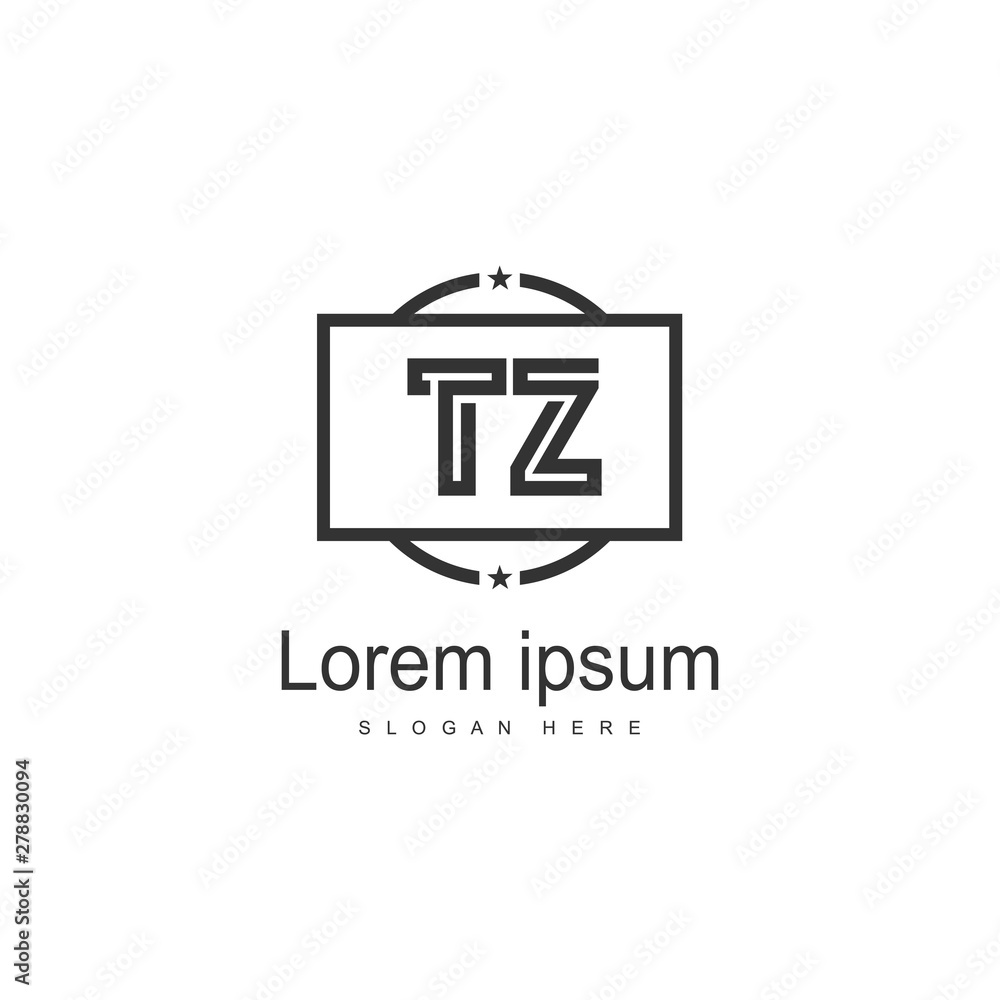 Initial TZ logo template with modern frame. Minimalist TZ letter logo vector illustration