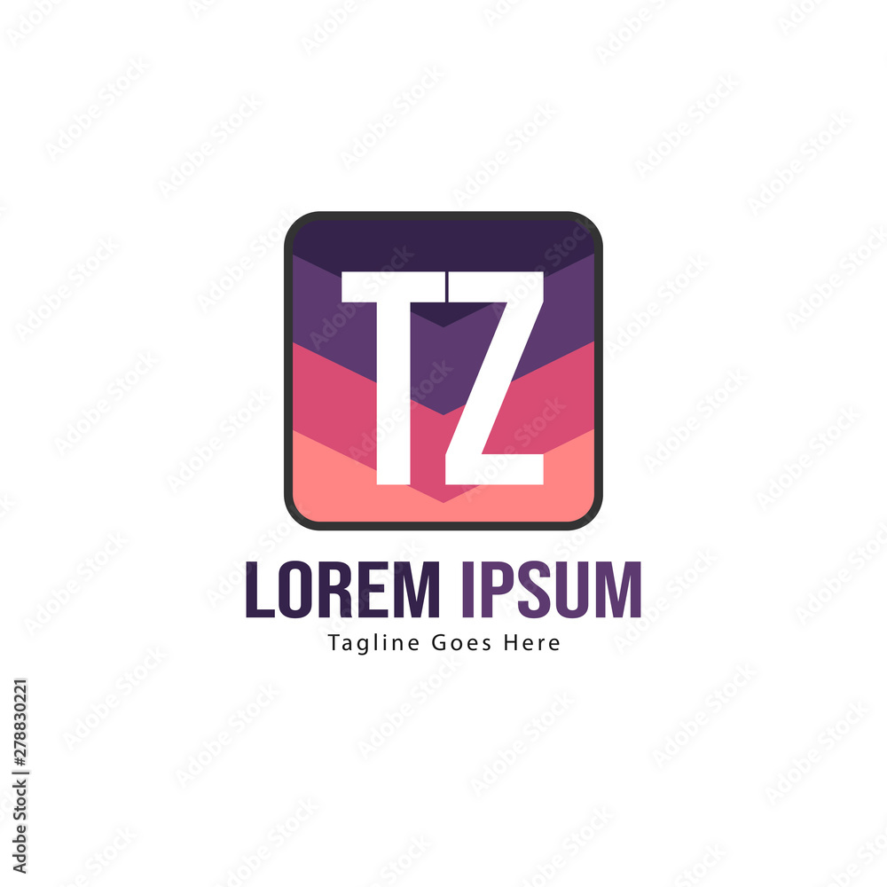 Initial TZ logo template with modern frame. Minimalist TZ letter logo vector illustration Initial TZ logo template with modern frame. Minimalist TZ letter logo vector illustration