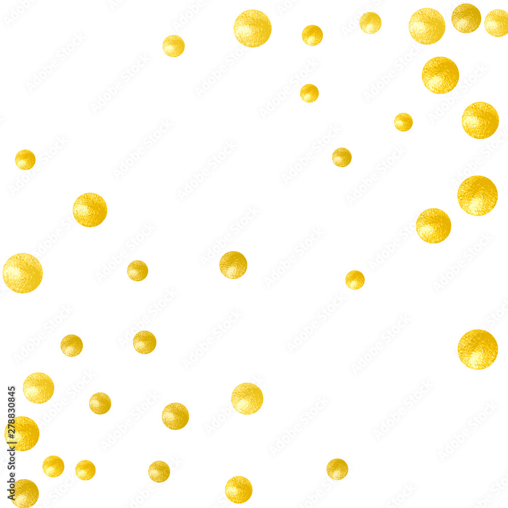 Gold glitter confetti with dots on isolated backdrop. Falling sequins with metallic shimmer. Template with gold glitter confetti for party invitation, banner, greeting card, bridal shower. Gold glitter confetti with dots on isolated backdrop. Falling sequins with metallic shimmer. Template with gold glitter confetti for party invitation, banner, greeting card, bridal shower.