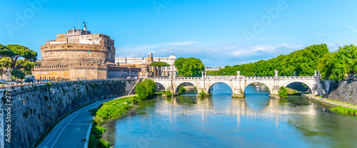 Castel Sant'Angelo and Ponte Sant'Angelo - bridge over the Tiber River, Rome, Italy photo