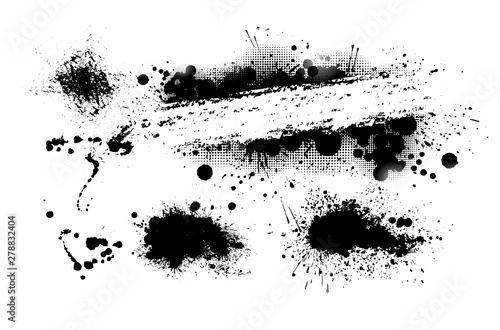 Black spots of paint on a white background. Vector