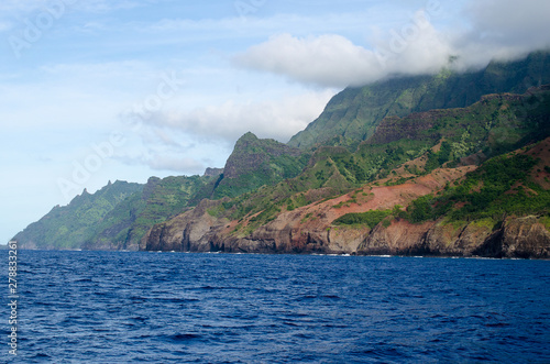 Napali Coast on Kauai, Hawaii, nature, from sailing boat