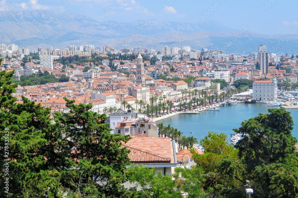 A beautiful faraway view of Split, Croatia from Marjan Hill