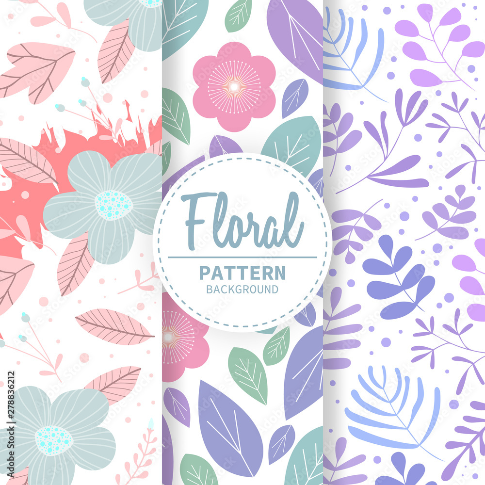Fototapeta Summer floral seamless pattern, flat design for use as background, wrapping paper or wallpaper