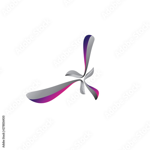 Abstract curved design element, creative windrose ribbon icon