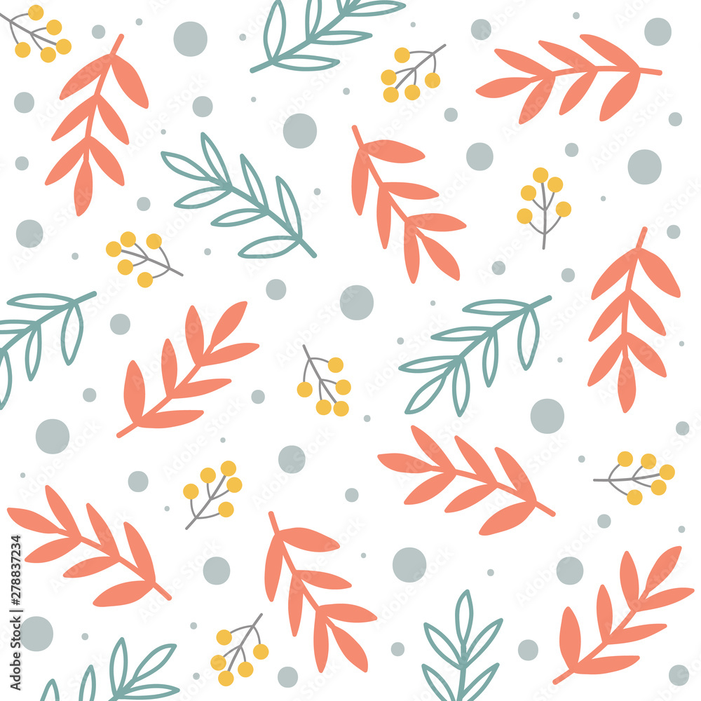 Summer floral seamless pattern, flat design for use as background, wrapping paper or wallpaper