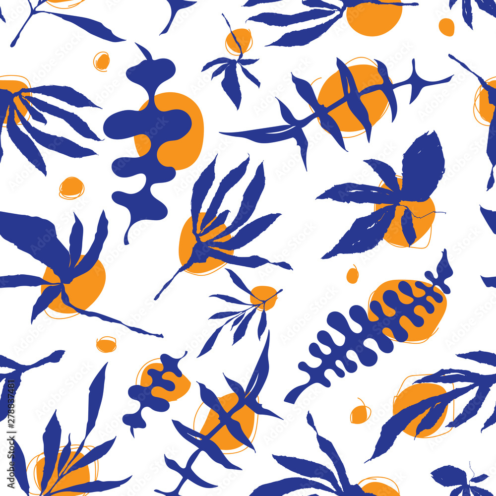Obraz premium Floral foliage seamless pattern