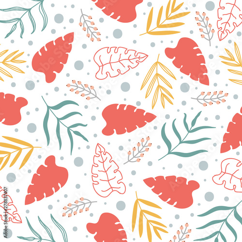 Summer floral seamless pattern  flat design for use as background  wrapping paper or wallpaper