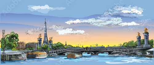 Colorful vector hand drawing Paris 4