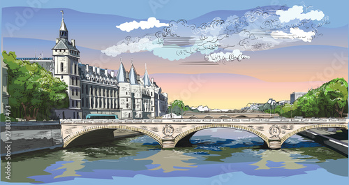 Colorful vector hand drawing Paris 5 photo