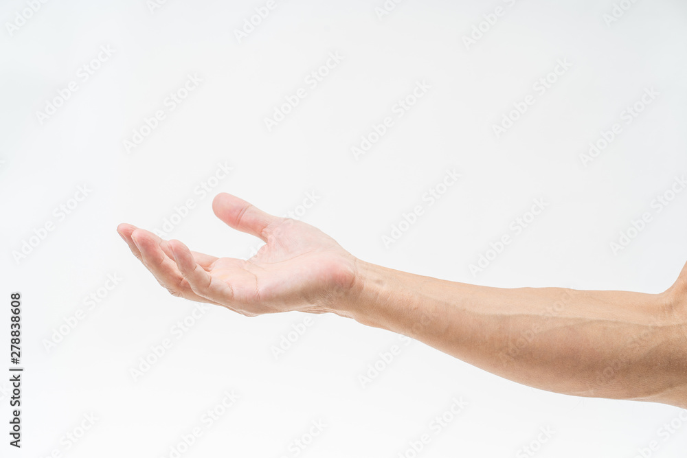 Asian man hand arm on white background Asian man hand arm on white background