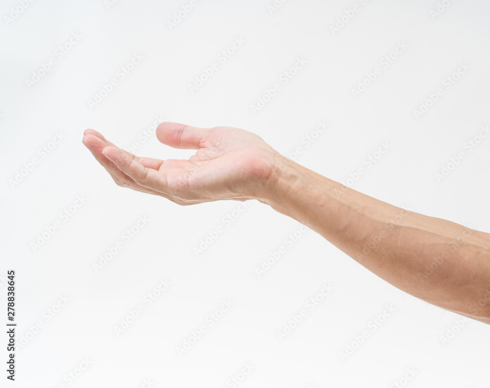 Asian man hand arm on white background Asian man hand arm on white background