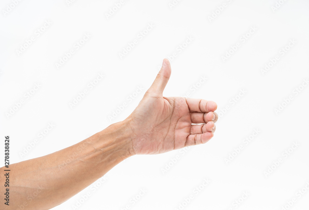 Asian man hand arm on white background Asian man hand arm on white background