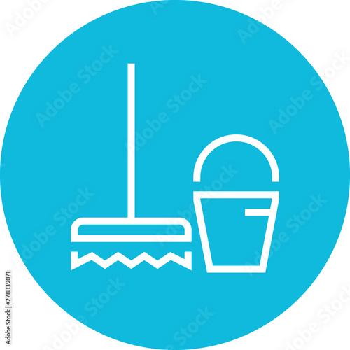 Broom Bucket Janitor Outline Icon