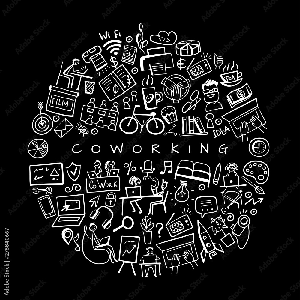Coworking space, concept background for your design Coworking space, concept background for your design