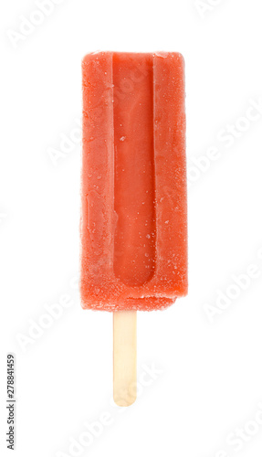 red color popsicle on a white background