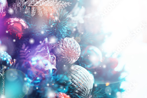 Christmas Background with bokeh light  Blurred Xmas background