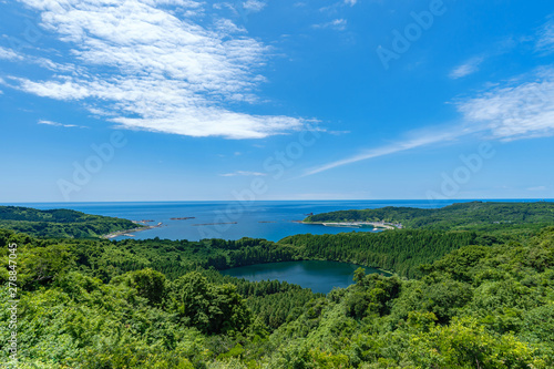 【秋田県男鹿半島】八望台から眺める二ノ目潟、戸賀湾、日本海はまさに絶景