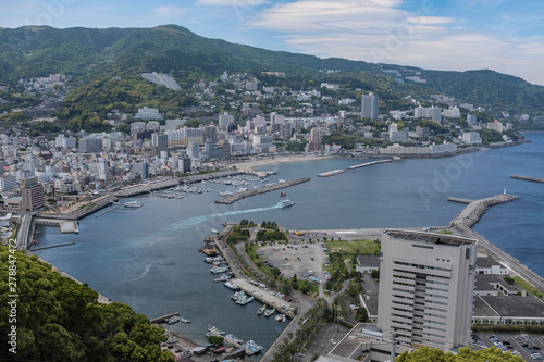 aerial view of japanese harbor