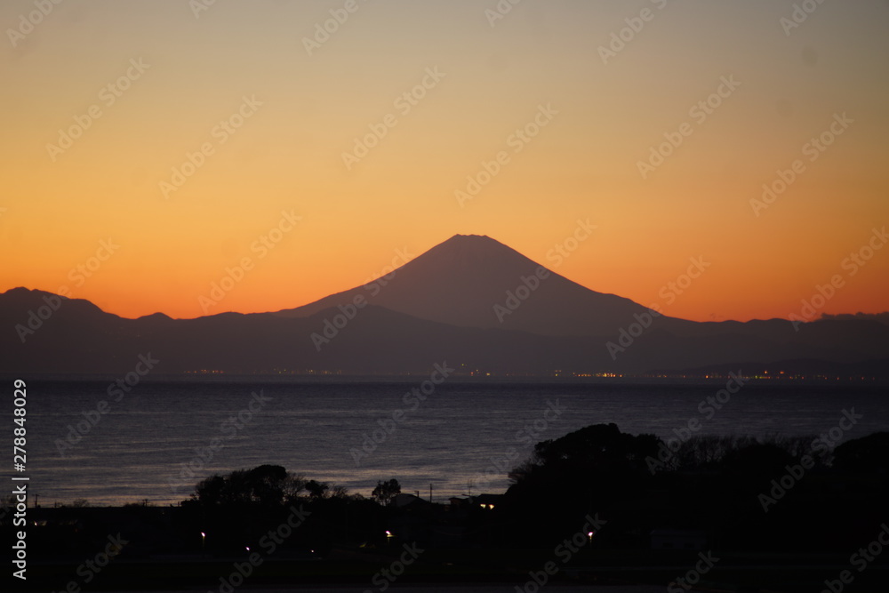 夕焼け富士山