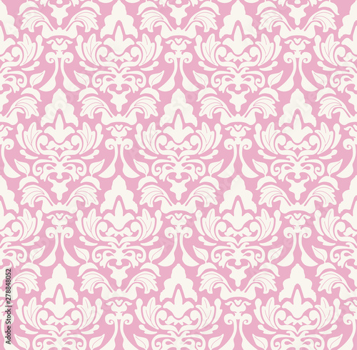 ダマスク柄・ダマスク織の背景イラスト_シームレスパターン・連続柄_2色配色｜damask background