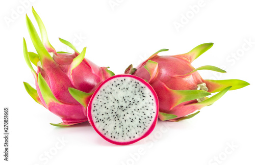 Close up fresh dragon fruit isolated on white background  food healthy