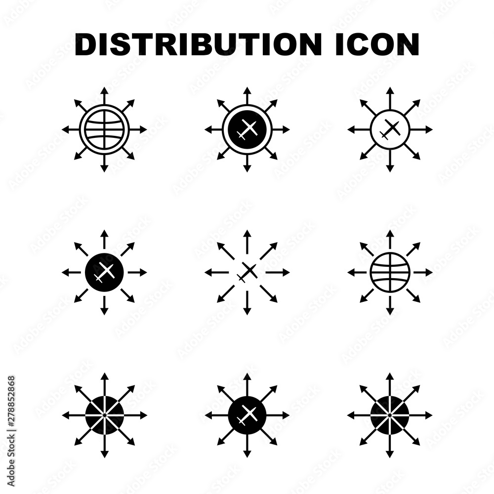 Distribution black set icon, symbol of export import.- vector Distribution black set icon, symbol of export import.- vector