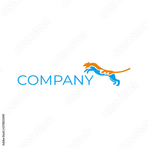 jaguar logo in flat style with wave inside it