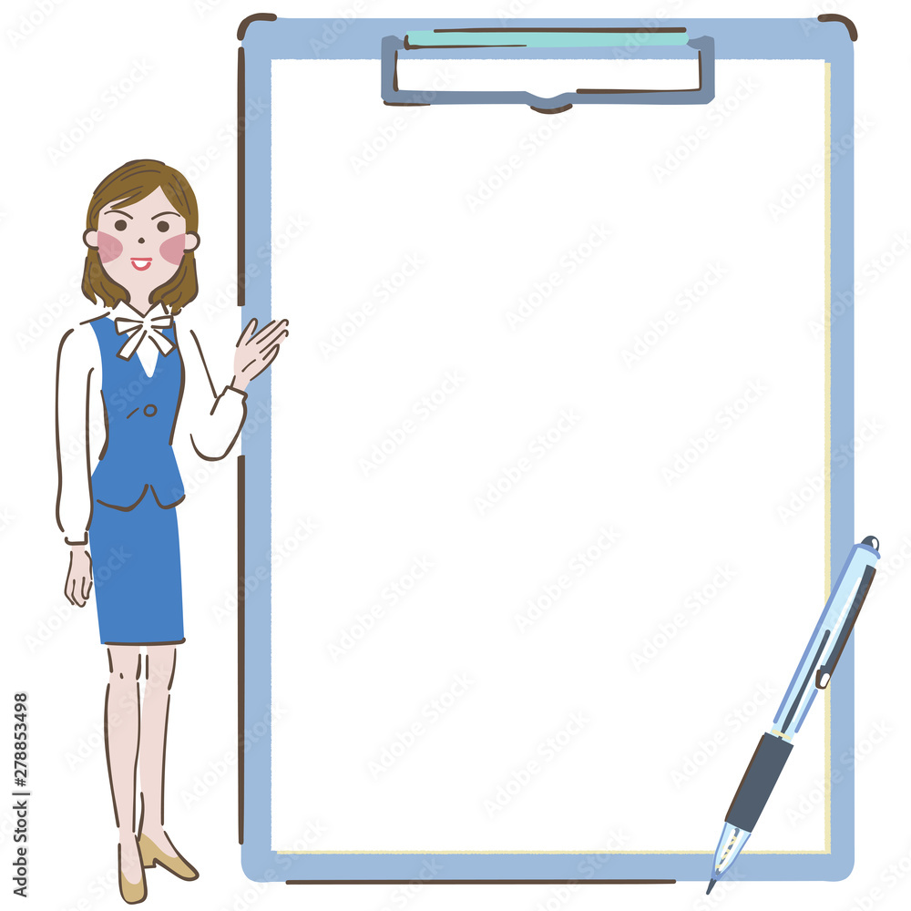 お知らせ 筆談 クリップボードと女性 イラスト Stock Vector Adobe Stock