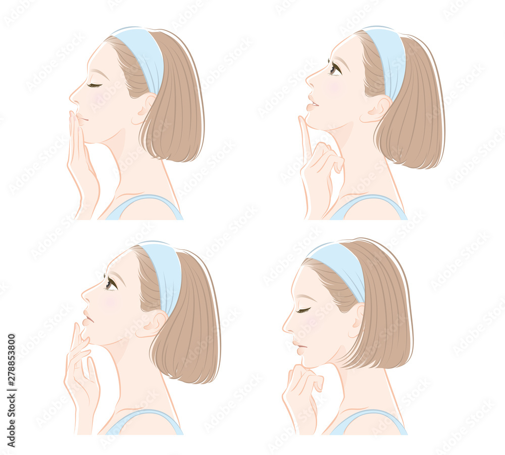 女性の横顔の表情イラスト 女性の横顔の表情イラスト