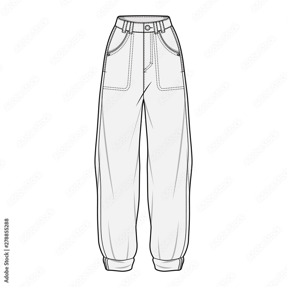 Pants fashion flat sketch template Stock Vector | Adobe Stock