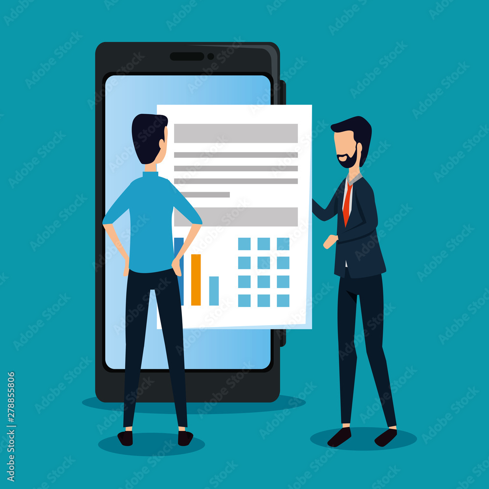 businessmen teamwork with office document and smartphone businessmen teamwork with office document and smartphone